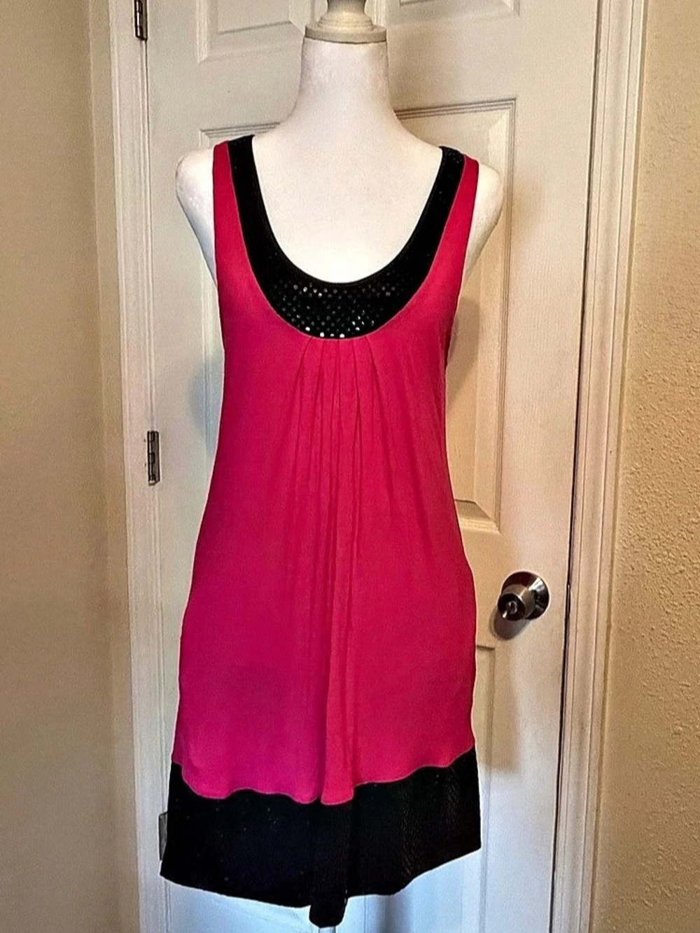 Y2K Express Pink & Black Sequin Mini Dress